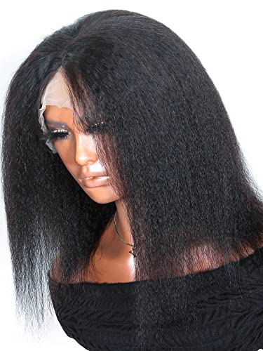 Vdesc Perike od ljudske čipke 13*6*1 čipkasta prednja kratka Afro ravna perika od ljudske kose za crne žene