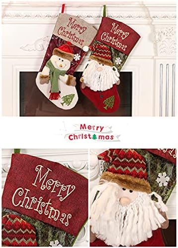 Božićne čarape, set od 2 Djeda Mraza i snjegovića, Obiteljski odmor Božićni ukrasi
