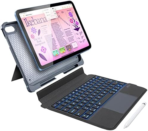 CoBak futrola za tastaturu za iPad 10.generacije 2022-10, 9-inčna odvojiva 7 boja kožna futrola za tastaturu