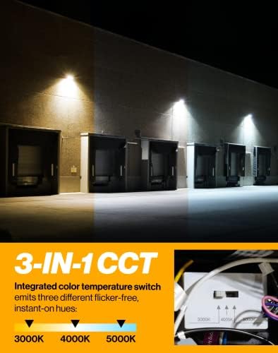 Sunco LED zidno svjetlo, 80w vanjsko komercijalno osiguranje/skladište/parking rasvjeta, zatamnjenje, odabir CCT 3000K/4000K/5000K, vodootporan, 7600lm, 120-277v, 3 paketa-ul, DLC, & amp; ETL