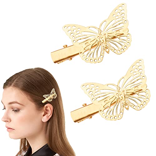 Boobeen 1 parovi leptir za kosu za kosu za kosu metalik 3D šuplji metalni kretanje krila kose Clat Clat Clean Srebro leptiri za oblikovanje kose za žene i djevojke