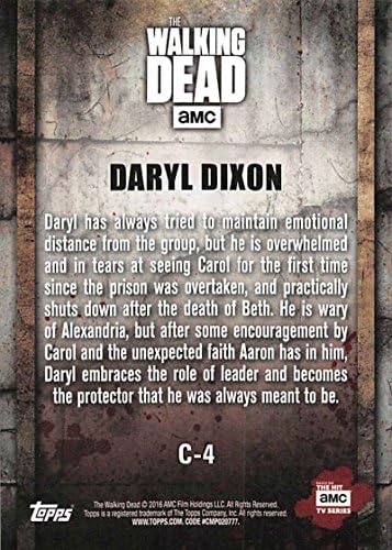topps pješačenje mrtvih sezona 5 karaktera Profil Trgovačka kartica # C-4 Daryl Dixon