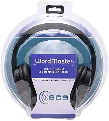 ECS Wordmaster slušalice za transkripciju sa kontrolom jačine zvuka, preko USB slušalica za uši za pozivni