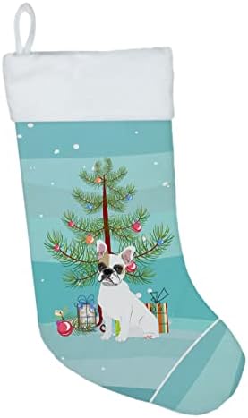 Caroline's Wires WDK3055CS francuski buldog bijeli # 1 božićne božićne čarape, kamin Viseće čarape Božićna sezona Dekor zabave Obiteljski odmor,