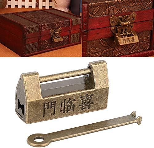 Vintage Antique Lock, mini bakar kineski stil retro horizontalni katalo sa ključem za ladicu nakita, latch hasp tablica ploča za bravu na namještaju drveni kabinet