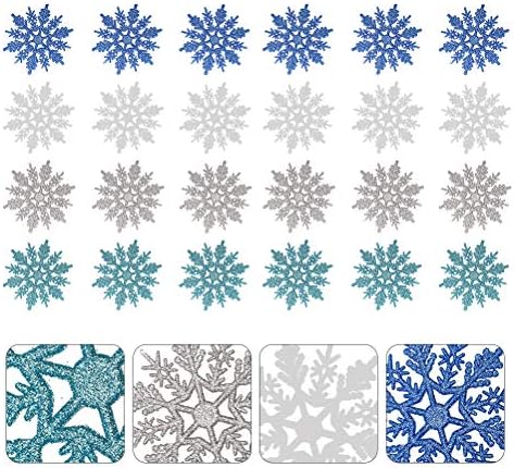 Soimiss 24kom Glitter Snowflakes Plastic Božić Snowflakes prozor ukras