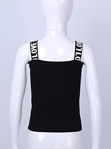 Hansber Kids Girls Ljeto usjev Top rebrastih majica bez rukava majica Balet Yoga Sport Bras Tops Donje nathodnoj