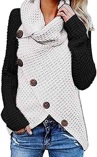 Yokwi 2022 Ženska moda Jesen zimski dugme dugih rukava prema dolje nepravilnog pletenog džemper