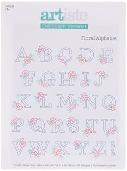 Floralni abecedni predmet za prenos za prenos za prijenos - 18 x 24 inča sa 28 dizajna
