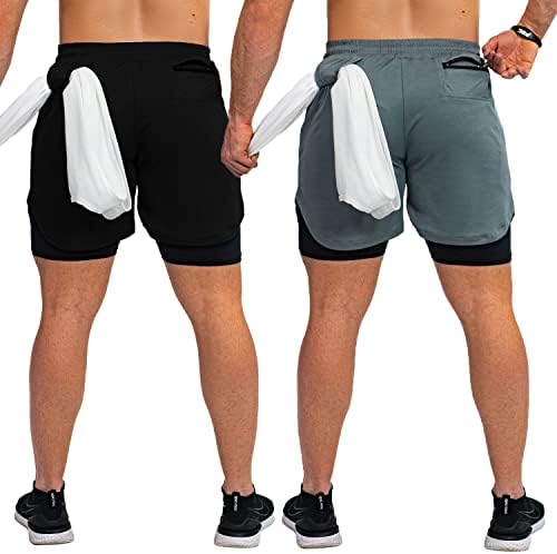 Muške kratke hlače za trčanje u teretani 2 u 1 Athletic 7 Dry Fit muške kratke hlače lagane kratke hlače sa Kompresijskom podlogom