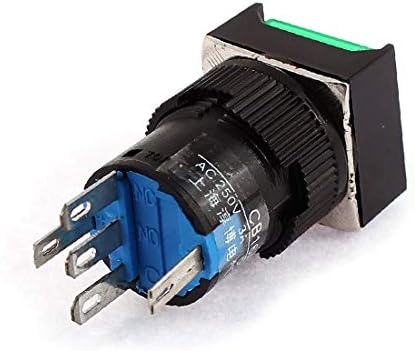 X-DREE AC 220V zeleno svjetlo 16mm panel nosač SPDT trenutni prekidač (Interruttore a pulsante momentaneo