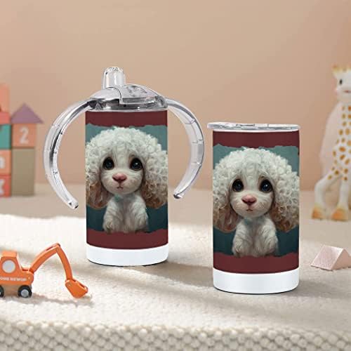 Curly Pudlica Štene Sippy Cup-Pudlica Pas Beba Sippy Cup-Životinjski Print Sippy Cup