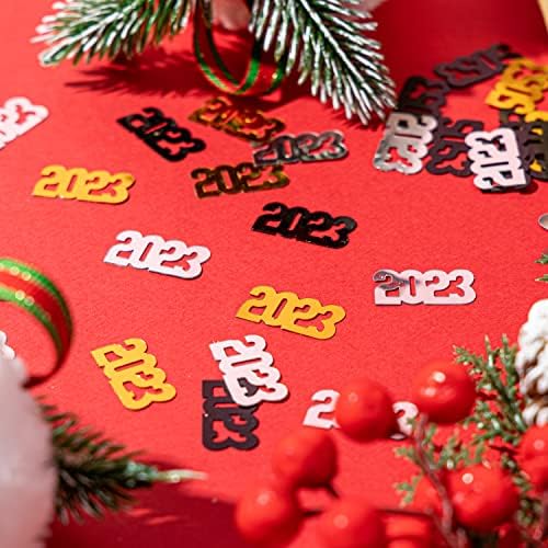 2,6 unca 2023 Novogodišnje veze Confetti Crni Gold Silver Papir Confetti za novogodišnje Učelice za zabavu
