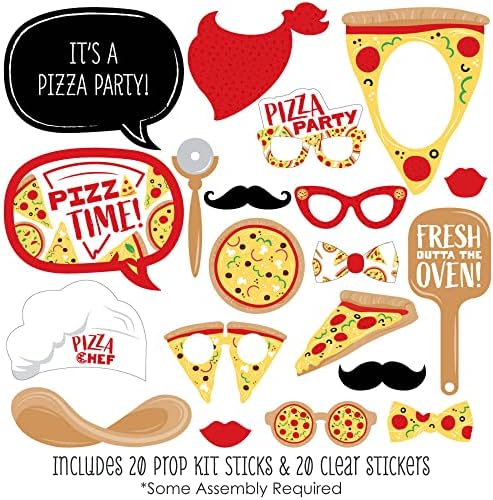 Big Dot of Happiness Pizza Party Time - Baby Shower ili rođendanska zabava Photo Booth rekviziti Kit-20 posjeta