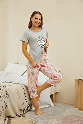 Ženski set pidžama odjeća za spavanje topovi sa kapri pantalonama Casual i Fun Prints kompleti pidžama
