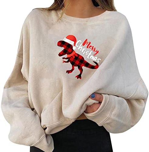 Ženske božićne praznične pulovere Zabavni grafički print Okrugli vrat Dugim rukavima Dukserice Ženske duksere