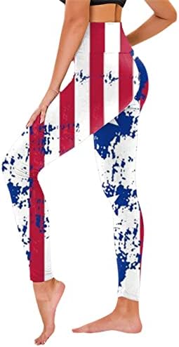 Četvrti julske gamaše za žene visoka struka Patriotska američka zastava tanke olovke za vitke hlače prozračna