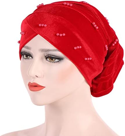 Jdyaoying Turban head Wrap Scarfs baršunasta biserna pokrivala za glavu za žene cvjetna kapa kapa za kosu