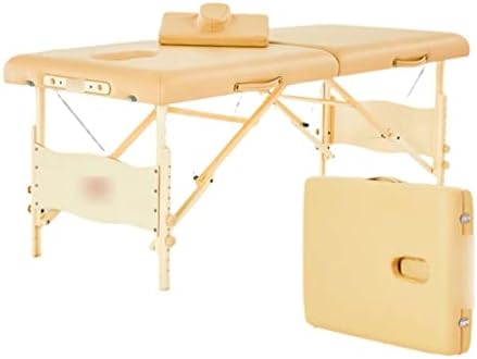 ZYHHDP prijenosni stol za masažu, krevet za lice s bukovim krevetom od punog drveta dvoslojne trake za ručno nošenje, za ekstenzije trepavica