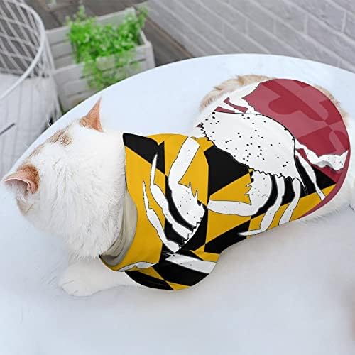 Maryland Flag Crab Cat Jednodijelni košulja Trendi kostim za pse sa poklopcem za kućne ljubimce