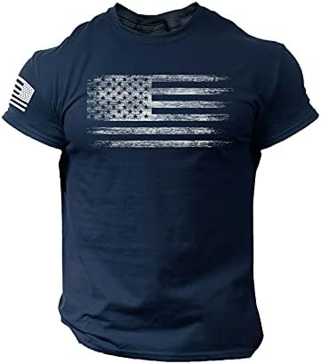 Beuu muške tiskane majice američke zastave zastava s kratkim rukavima s kratkim rukavima Summer casual crewneck majice Tee Theove Intevist