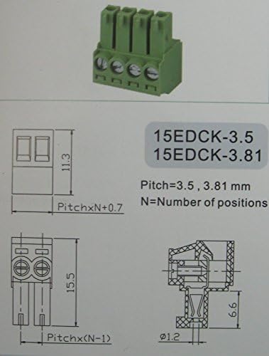 40 kom Ugao 90° 3pin/način korak 3.5 mm vijčani Terminal blok konektor zelena boja priključni tip sa ugaonim pinom