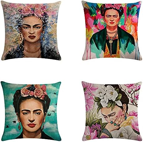 Gircat 4 kom. Ulje slika Frida Kahlo samoportretni pamučni jastuk za bacanje kauča, kauč za jastuk, kauč,