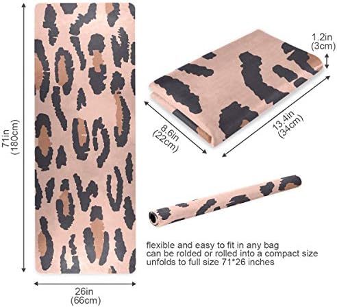 Jedan medvjed prostirka za jogu modni ružičasti Leopard prostirka za fitnes sa životinjskim printom Eco-Friendly Non Slip Portable Foldable Floor Workouts Mat za Pilates Home Gym Exercise Beach 70. 8x26 inch