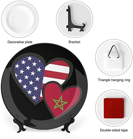 INTERLOWLing Hearts American Maroko zastava za zastavu Keramička kost Kina Dekorativne ploče sa visećim ukrasima Ploče za večeru
