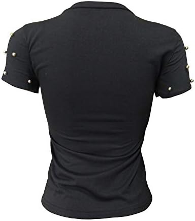 PESION ženska kratka rukava majica sa šljokicama O-vrat smiješna grafička majica bluza