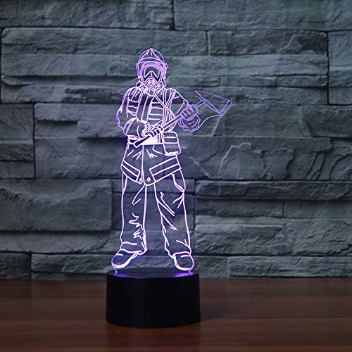 Jinnwell 3D Fire Man noćna lampa iluzija 7 promjena boje dodirni stol za presvlačenje Stolne lampe Led božićni poklon sa akrilnom ravnom ABS bazom USB Kabelska igračka