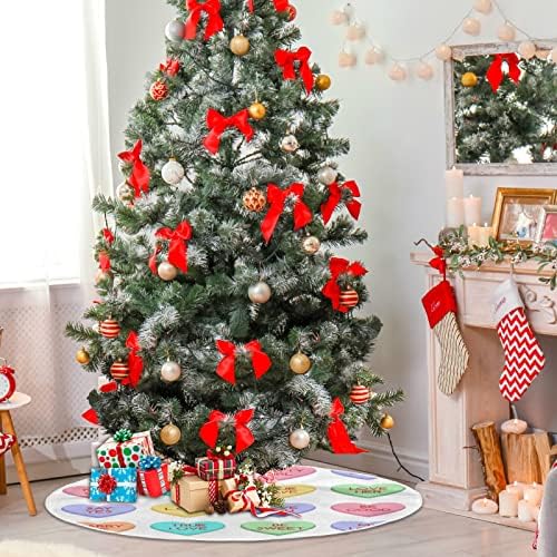 Oarencol Valentines Candy Heart Christmas Drvo suknje 36 inča Šarene ljubav Xmas Holiday Party Tree Mat