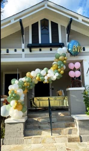 Okaka 150pcs Olive Green Balloon Garland Arch Kit, zlatni konfetti baloni Sage Green Balloon i zlatni