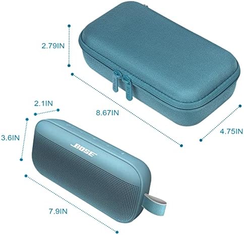 Bovke Tvrdi turistički zvučnik za BOSE SoundLink Flex Bluetooth Prijenosni zvučnik, Extra Mrežni džep za Bluetooth zvučnike Punjač, ​​kablovi za punjenje, kameno plavo