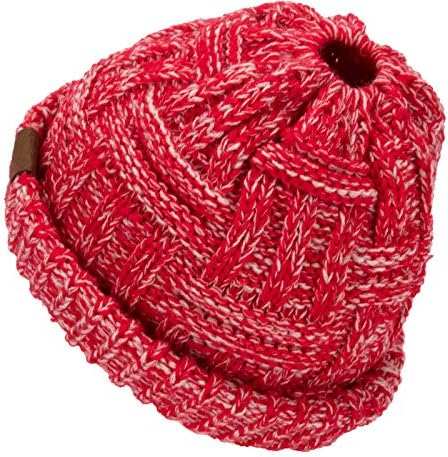 Rosoz Ponytail Beanie za žene, zima toplo zrna beanie rep meko rastezanje kabela za pletene neredski šešir