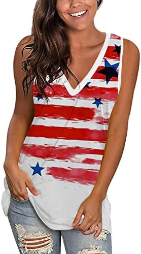4. srpnja Košulje za žene za žene USA zastava Ljetne casual majice bez rukava zvijezde Stripes TIE-DYE TRGOVINSKI TRGOVI