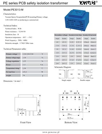 Yhdc PCB zavarivanje izolacija transformator PE3013-M 1,5 VA 230V / 24V