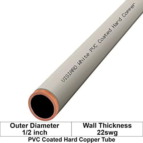 Visiaro White PVC premazana tvrdom kopnom cijevi, 1MTR, vanjski dia 1/2 inča, debljina zida 22 SWG, 2 mm PVC premaz, pakovanje od 2