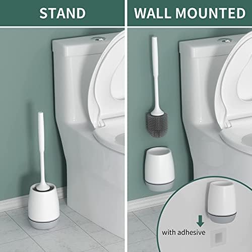 Zoostliss silikonska toaletna četka sa ventiliranim držačem za sušenje za čišćenje kupaonice zid montiran bez bušenja