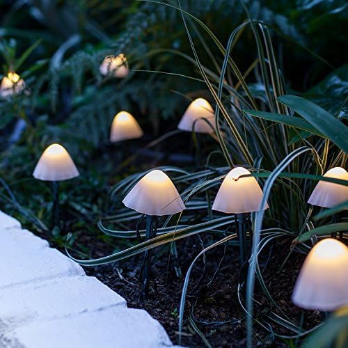 Svjetla4Fun, Inc. Set od 12 mini gljiva za solarno napajanje ToadSTOOL LED vanjski vodootporni