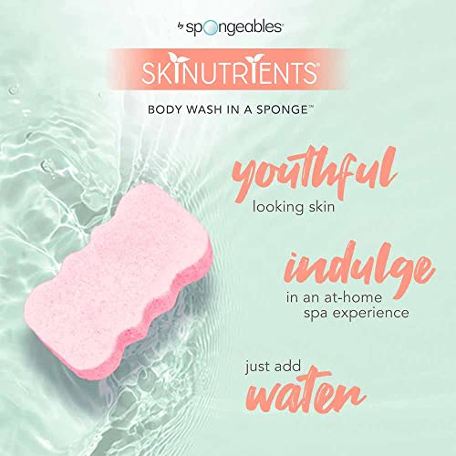 Spongeables Skinutrients hidratantno sredstvo za pranje tijela u sunđeru, 20+ pranja, 3,5 oz, slatki grejp sa Bonus putnom torbom, 1 brojanje