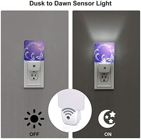 Purple Butterfly Firework LED Plug-In noćna lampa 2 komadni Set, Auto senzor za hitne slučajeve