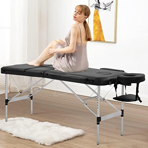 Tabela za masažu prijenosni masažni krevet 3 sklopivi 73 inčni podesivi po visini aluminijumski Salon za nošenje torbica Tattoo stol za lice držite do 450 LBS