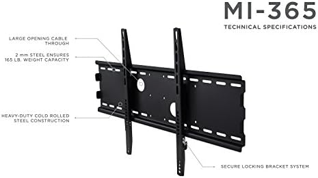 Mount-It! Niski profil fiksni TV zidni nosač | Držač ravnog ekrana za ravni ekran za veće televizore | Univerzalni VESA uzorak do 750x400 mm, sjedi 1,3 od zida, 165 lb kapaciteta