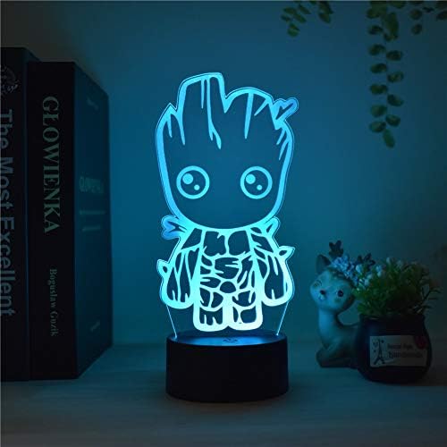 Kreativno 3d šareno noćno svjetlo modni Anime Model Groot LED stolna lampa USB dodir 7 boja / daljinsko