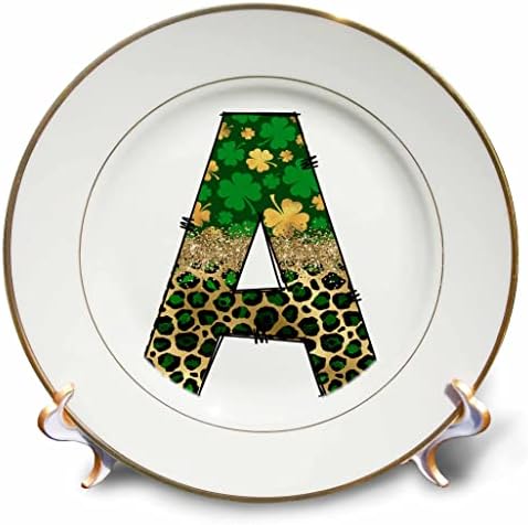 3Droza Glam Leopard i četveronogiranje listovnih djetelina Početni inicijali A - ploče