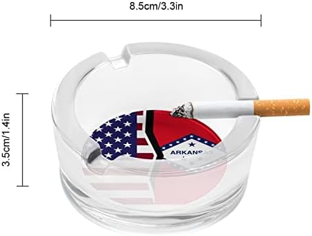 Američka i Arkansas staklena pepeljasta za zastavu za cigarete okrugli pepeo za prenosiv pepeo