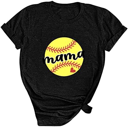 Ženske Bejzbol mama majice labave Fit novost štampani vrhovi okrugli vrat majice majke dan kratki rukav ljetni vrhovi