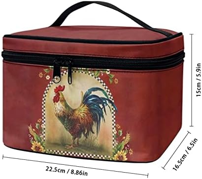 doginthehole piletina kozmetička torba za žene Sunflower Country Rooster torba za šminkanje prijenosni voz kozmetička torbica s ručkom Organizator Zipper toaletna torba, crvena