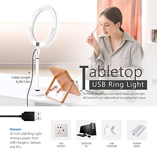 Neewer 10 stolno prstenasto svjetlo za laptop računar Zoom poziv Selfie Makeup Video konferencijsko